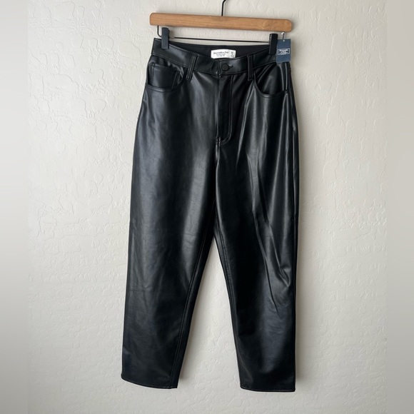Abercrombie & Fitch The Ankle Straight Ultra High Rise faux leather pants 29 NEW - Picture 5 of 8